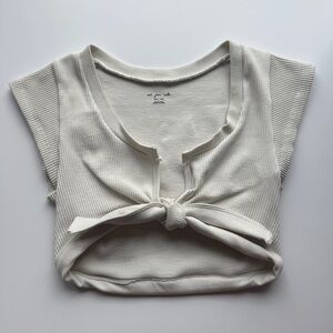 Urban Outfitters Cream Tie-Front Top - Size XS/S